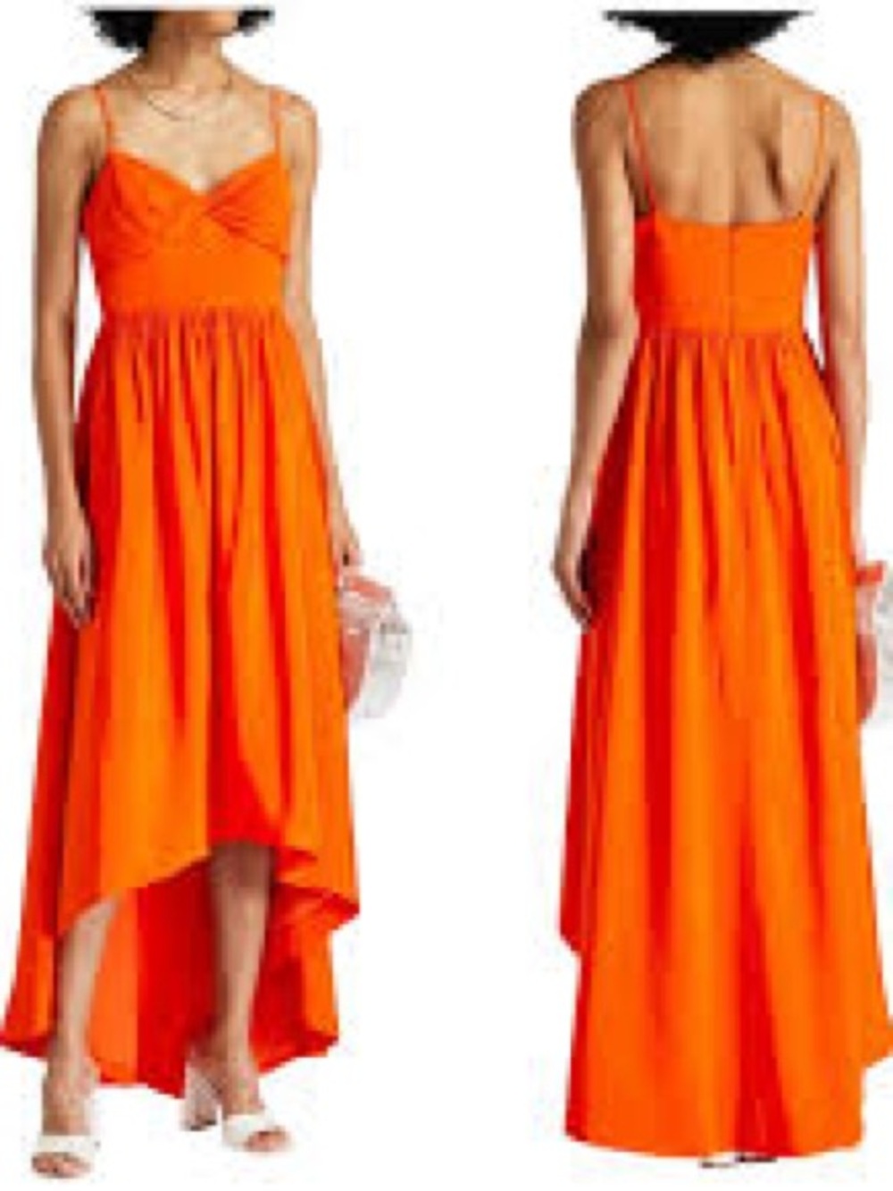 Monique Lhuillier Orange High-Low Spaghetti Strap Dress